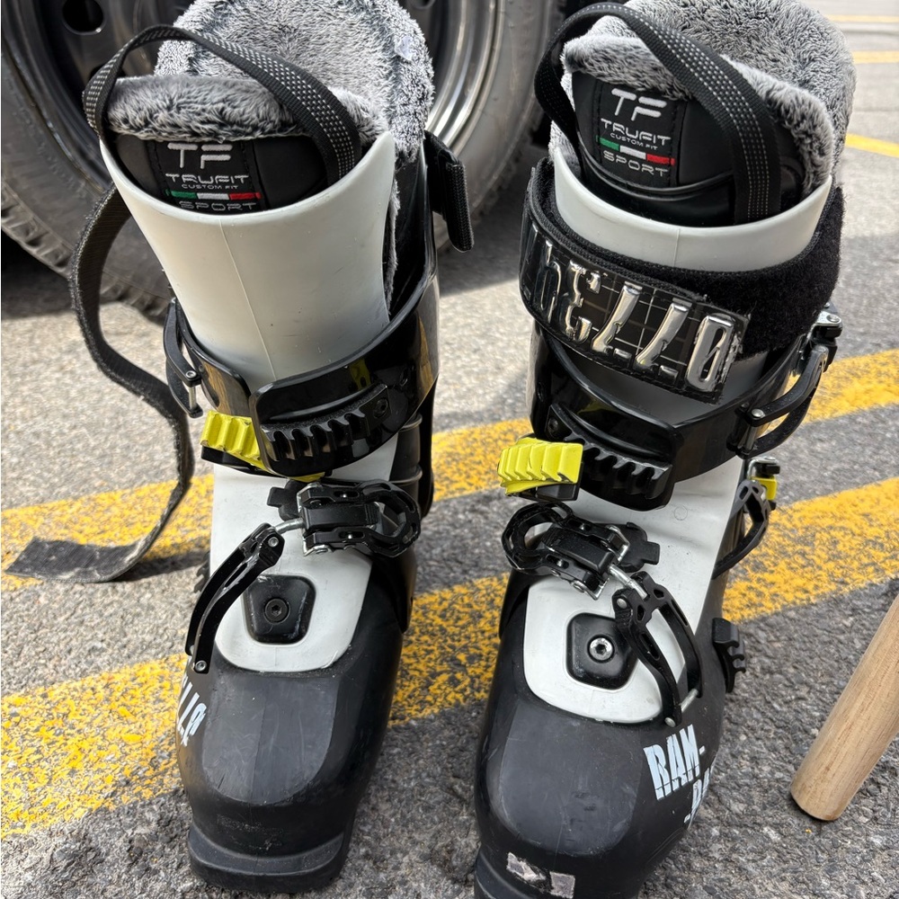 TF TuffFit Sport Black & White Ski Boots with Yellow Accents